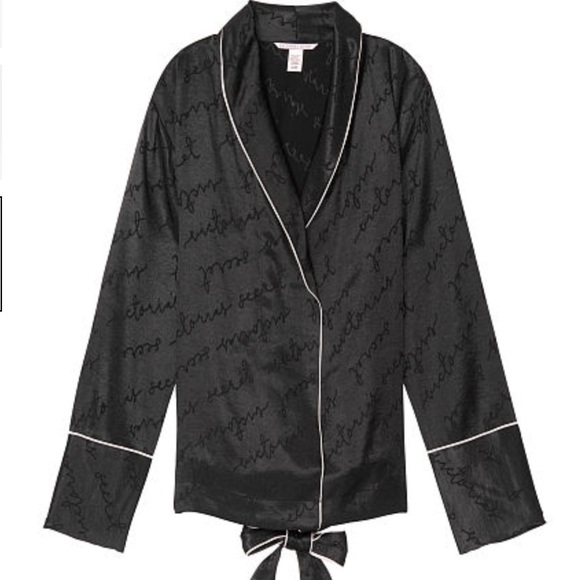 NWT Victoria's Secret Satin Logo Wrap Top - Picture 3 of 4